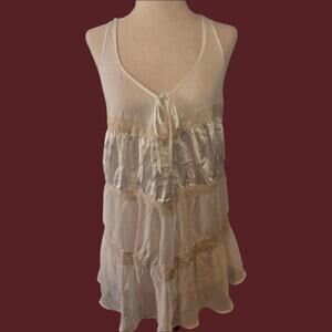 Y2K Victoria’s Secret Mixed Fabric Coquette Babydoll Top